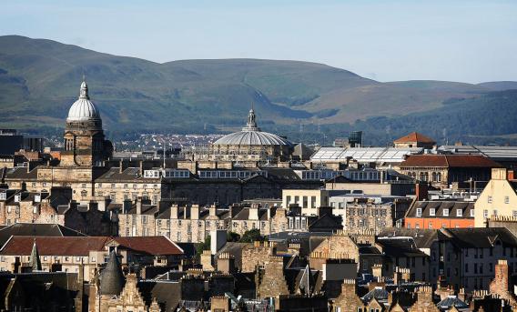Photo shows skyline of Edinburgh Old Town. By Chris Close.