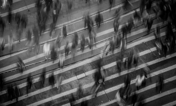 Aerial view of crowded street. By Mike Chai via Pexels