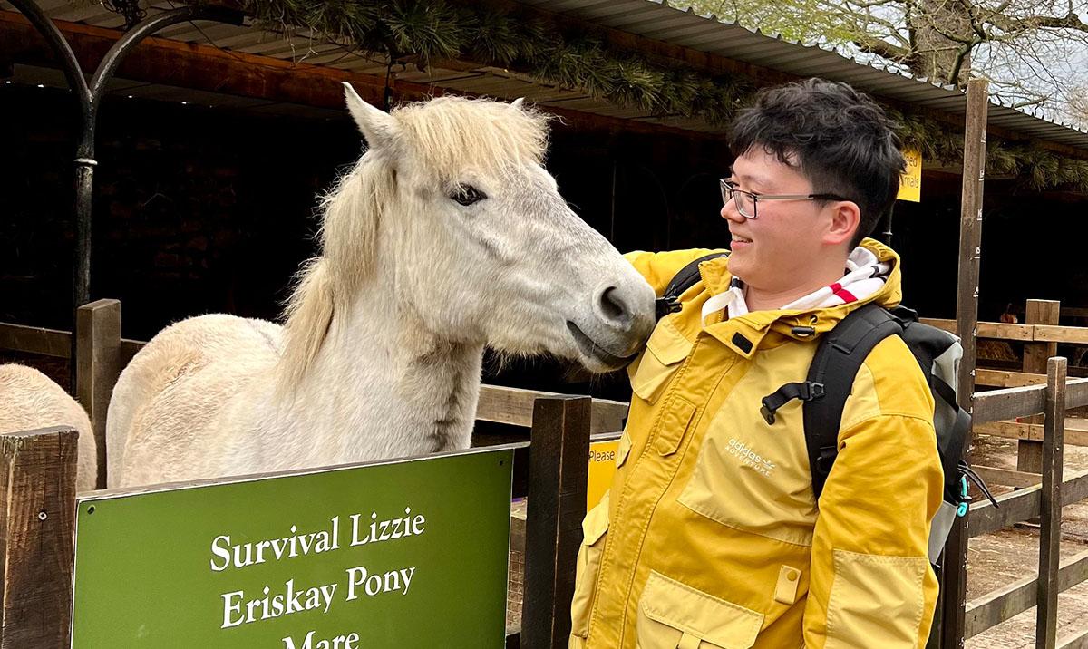 Chao Tang with an Eriskay pony