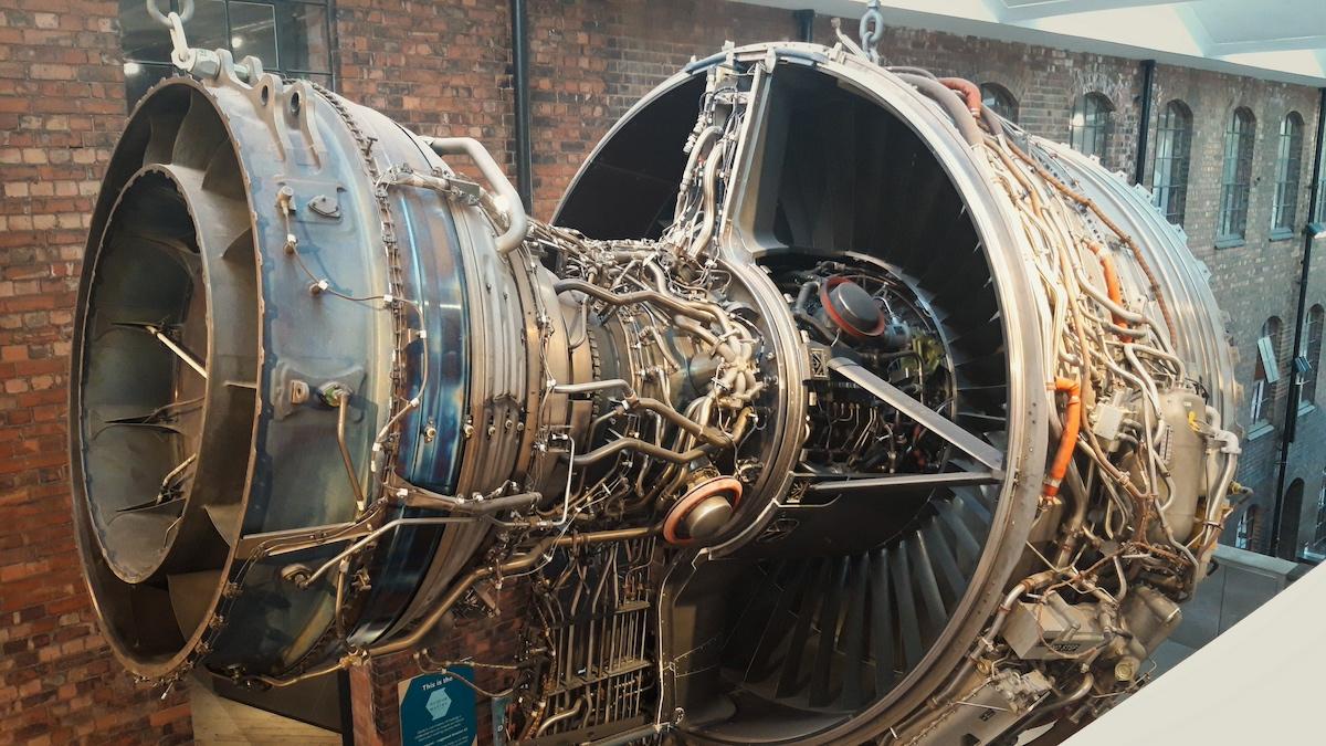 The Rolls-Royce Trent 1000 exhibit at the Derby Museum of Making.