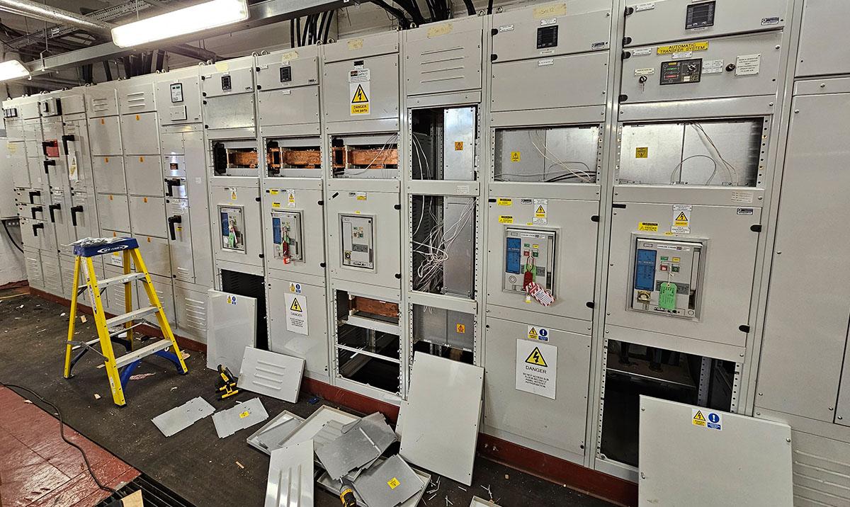 Electrical Section Board showing Padlocked-off 3200Amp ACB's (Air Circuit Breakers) for safety ahead of planned In-depth maintenance & repair.