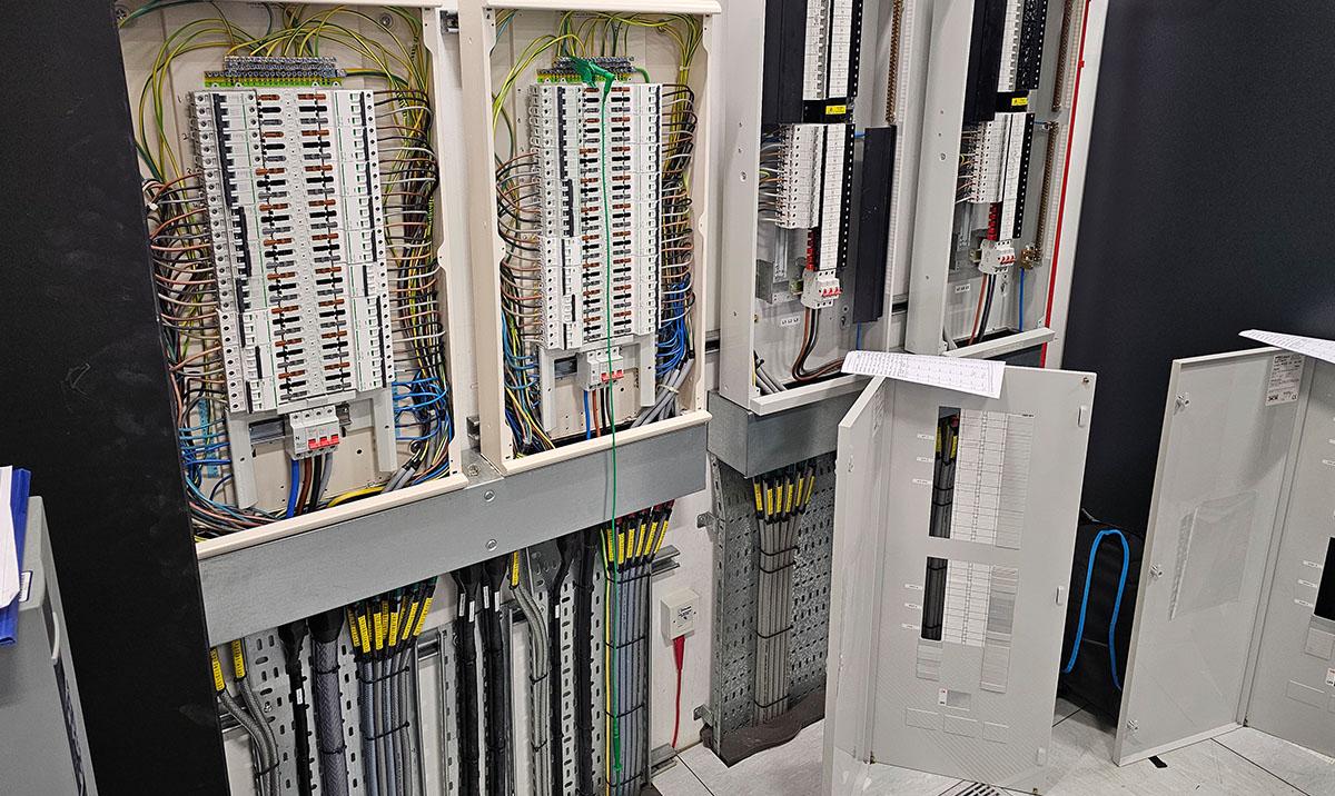 Computer Room Electrical Distribution Boards being opened up for Inspection, Testing and cleaning.