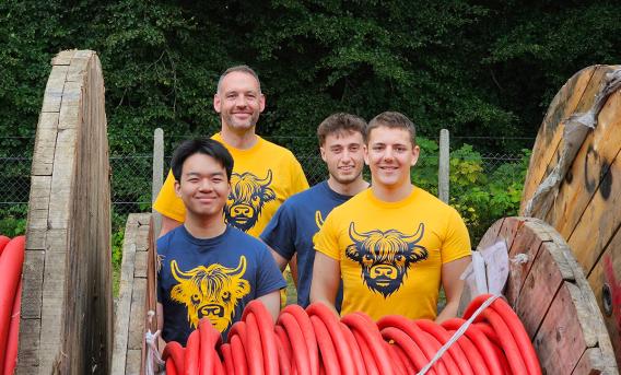 ACF interns and EPCC Director of HPC Systems with cable drums