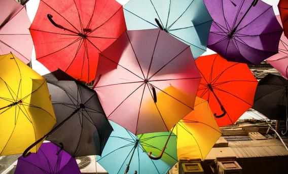 Colourful umbrellas by Engin Akyurt at Pexel